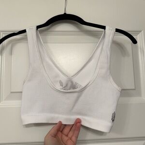 FP Movement Happiness Runs Scoop Neck White Cropped Stretchy Tank L/XL